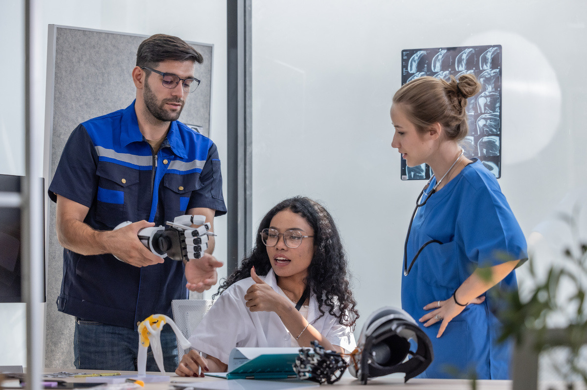 Engineers working on a healthcare product