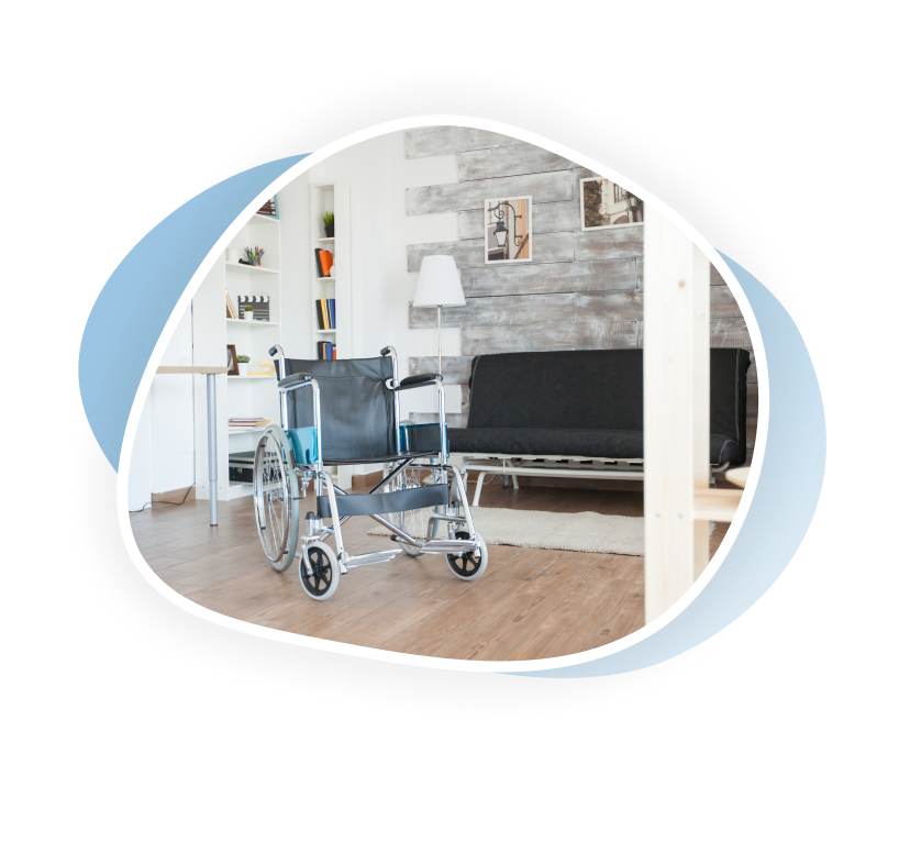 Wheelchair in modern apartment 